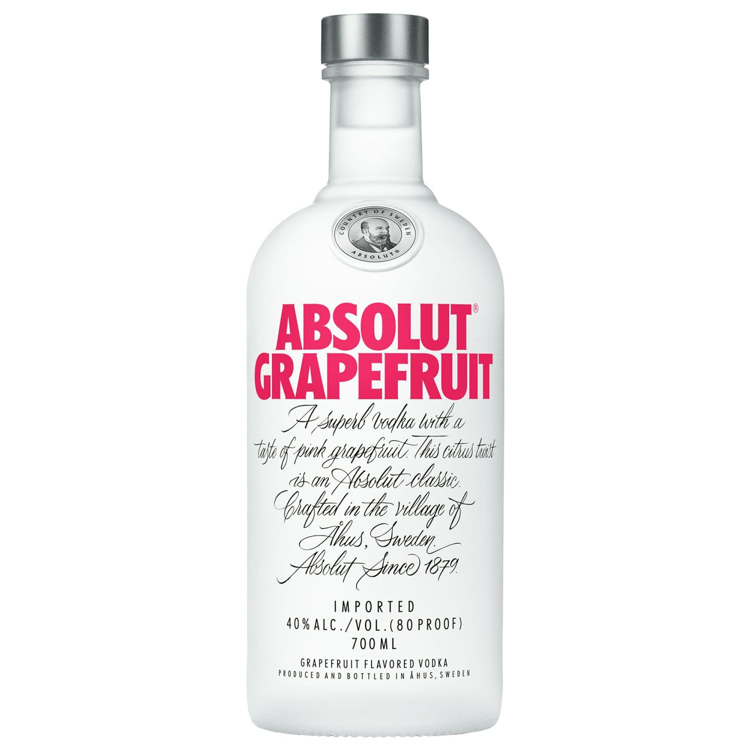 Absolut Grapefruit vodka bottle on a white background