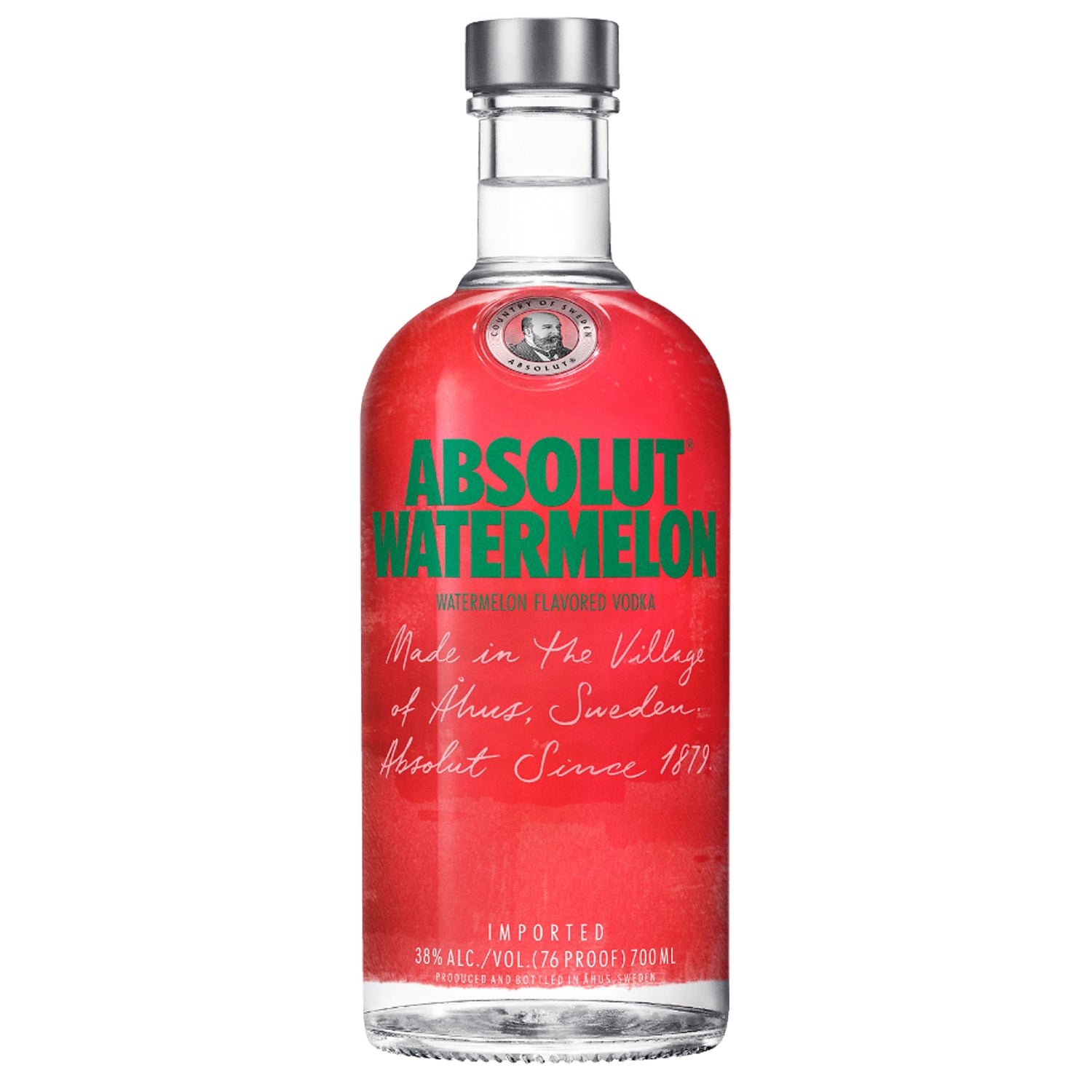 Absolut Watermelon Vodka 700mL bottle with red watermelon-inspired label
