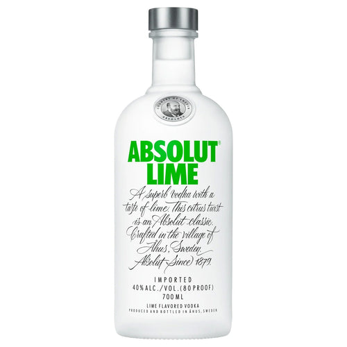 Absolut Lime vodka bottle on a white background